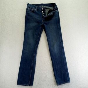 BLK DNM Jeans Mens 31x32 Dark‎ Wash Slim Straight Leg Button Fly Cotton